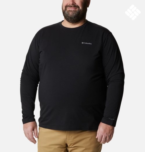 Men's Columbia Sun Trek Long Sleeve Sweatshirts Black | Plus Size CA-F1540